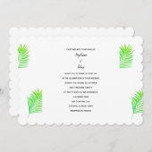 Invitation Feuilles de palmier Tropical Plutôt Vert Mariage b (Devant / Derrière)