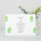 Invitation Feuilles de palmier Tropical Plutôt Vert Mariage b (Debout devant)