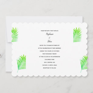 Invitation Feuilles de palmier Tropical Plutôt Vert Mariage b