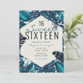 Invitation Feuilles de palmier tropical vert sarcelle Été dou (Debout devant)