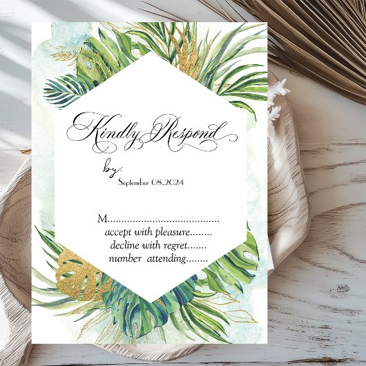 Invitation Feuilles de palmier tropicales Été RSVP