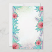 Invitation Feuilles de palmier tropicales Hibiscus Flamant ro (Dos)