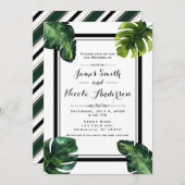 Invitation Feuilles de palmier tropicales Mariage Blanc Vert (Devant / Derrière)