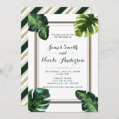 Invitation Feuilles de palmier tropicales Mariage blanc vert  (Devant / Derrière)