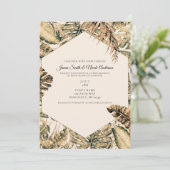 Invitation Feuilles de palmier tropicales Mariage Paillettes  (Debout devant)