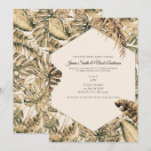 Invitation Feuilles de palmier tropicales Mariage Paillettes  (Devant / Derrière)