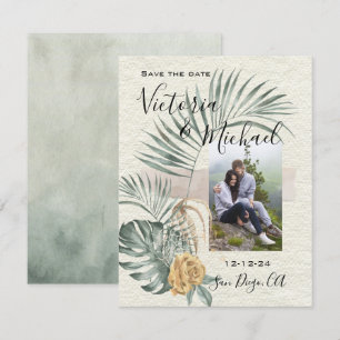 Invitation Feuilles de palmier tropicales mariage Photo Enreg