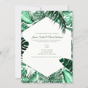 Invitation Feuilles de palmier tropicales vert foncé Mariage