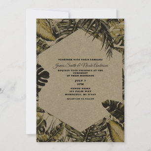 Invitation Feuilles de palmier tropicales vertes Kraft chic p