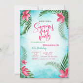 Invitation Feuilles de palmiers, Fleurs tropicales Fête d'été (Devant)