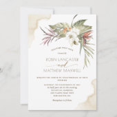 Invitation Feuilles de palmiers séchés à la flore tropicale, (Devant)