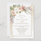 Invitation Feuilles de palmiers séchés, Mariage de crème fleu (Devant)