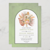 Invitation Feuilles de palmiers séchés, pampas herbe sauge ve (Devant / Derrière)