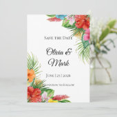 Invitation Feuilles de Palmiers Tropicaux Enregistrer la Date (Debout devant)