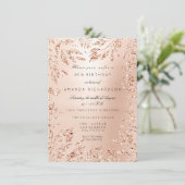 Invitation Feuilles de Parties scintillant en or rose Flore F (Debout devant)