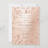 Invitation Feuilles de Parties scintillant en or rose Flore F (Devant)