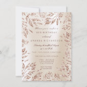 Invitation Feuilles de Parties scintillant en or Rose ivoire (Devant)