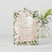 Invitation Feuilles de Parties scintillant en or Rose ivoire  (Debout devant)