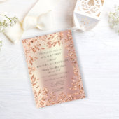 Invitation Feuilles de Parties scintillant rose Rose Or Cadre