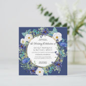 Invitation Feuilles de pavot à l'eau bleue dans le Mariage fl (Debout devant)