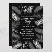 Invitation Feuilles de pins noirs avec fête de Noël de la nei (Devant / Derrière)