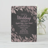 Invitation Feuilles de rose doré Mariage rustique chic tablea (Debout devant)