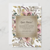Invitation Feuilles De Sage Rose Floral Rustique Graduation O (Devant)