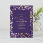 Invitation Feuilles de style violet or 16e anniversaire (Debout devant)