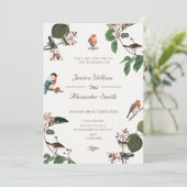 Invitation Feuilles de succursale mariage d'oiseaux (Debout devant)