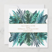 Invitation Feuilles de Teal Vert Tropical Élégant Mariage Bla (Dos)