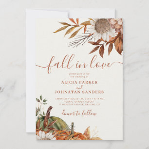 Invitation Feuilles de terre cuite boho floral automne ivoire