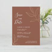 Invitation Feuilles de terre cuite Enregistrez la date Mariag (Debout devant)