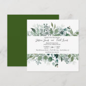 Invitation Feuilles de verdure à l'aquarelle carré (Devant / Derrière)