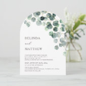 Invitation Feuilles de verdure aquarelle fleurs arche moderne (Debout devant)
