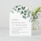 Invitation Feuilles de verdure aquarelle fleurs moderne arche (Debout devant)