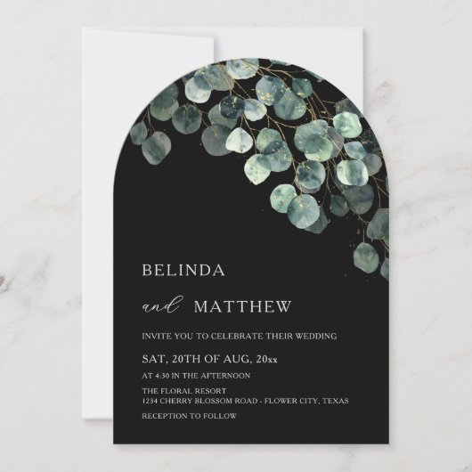 Invitation Feuilles de verdure aquarelle fleurs moderne arche (Devant)