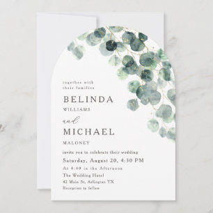 Invitation Feuilles de verdure aquarelle fleurs moderne arche