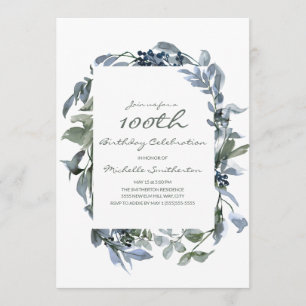 Invitation Feuilles de verdure aquarelle pour les 100 ans des