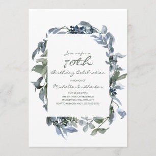 Invitation Feuilles de verdure aquarelle pour les 70 ans des