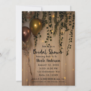 Invitation Feuilles de verdure Lumières dorées Baby shower ru