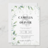 Invitation Feuilles de verdure moderne Mariage RSVP codé QR (Devant)
