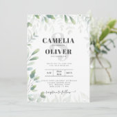 Invitation Feuilles de verdure moderne Mariage RSVP codé QR (Debout devant)