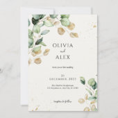 Invitation Feuilles de verdure rustique avec Touch d'or subti (Devant)