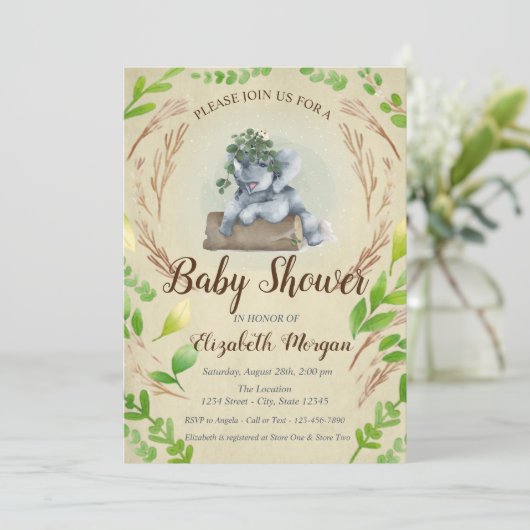Invitation Feuilles d'éléphants adorables (Debout devant)