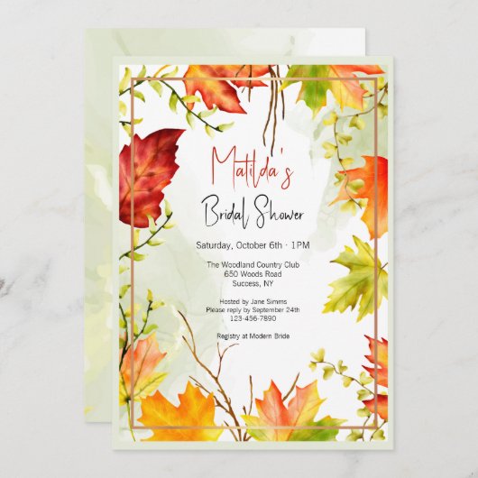 Invitation Feuilles d'érable (Devant / Derrière)