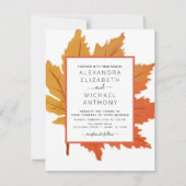 Invitation Feuilles d'érable d'automne aquarelle orange marro (Devant)
