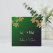 Invitation Feuilles d'érable doré en gradient Emerald (Debout devant)