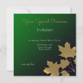 Invitation Feuilles d'érable doré en gradient Emerald (Dos)