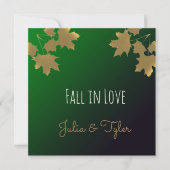 Invitation Feuilles d'érable doré en gradient Emerald (Devant)
