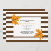 Invitation Feuilles d'érable et rayures mariage de automne do (Devant / Derrière)
